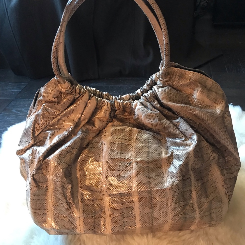 BEIRN RUTHIE Natural Snakeskin Hobo Shoulder Bag